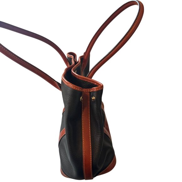 Dooney & Bourke Black & Brown Leather Pebbled Tote Bag With Double Handles - Picture 11 of 13